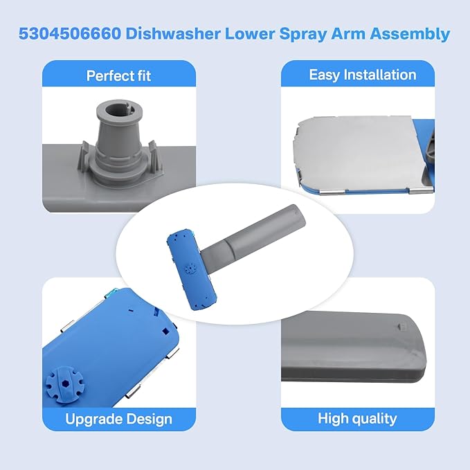 5304506660 Dishwashers Spray Arm Assembly for Frigidaire Dishwashers Lower Wash Arm Assembly with 5304518968 Dishwasher Lower Spray Arm Support and 5304506518 Dishwasher Trap Drain Filter