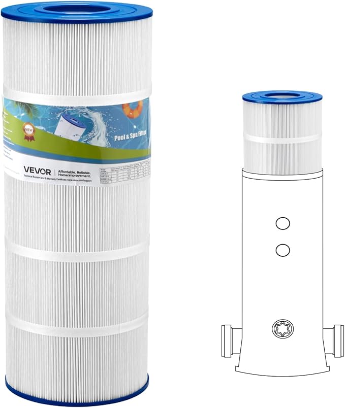 VEVOR C1200 Pool Filter Cartridge Replacement for Hayward Star Clear Plus C1200, Replace Pleatco PA120, Hayward CX1200RE, Unicel C-8412, 120 sq.ft, L x OD:23 1/4" x8 15/16"