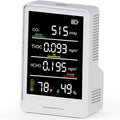 Professional Indoor Air Quality Monitor with AQI Beep Alarms, 8 in 1 Portable Real-Time Detector for CO2 | TVOC | HCHO | Temperature | Humidity for Home Cars Plants and Pets (Pearl White)