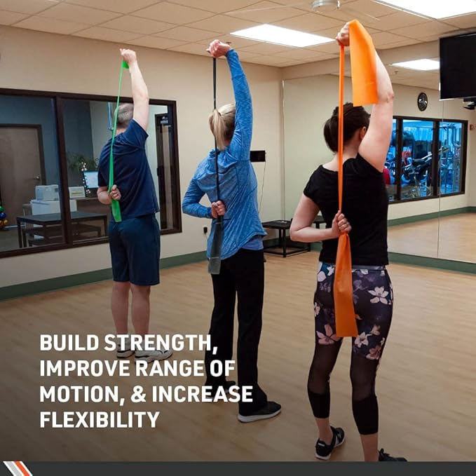 Body Sport Exercise Band, 25 yd. x 4 in. Roll, Medium Resistance - Home & Gym Fitness Equipment for Stretching, Strength Training & Physical Therapy (Orange)-FlexoryFit