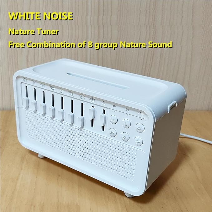 4 in 1 White Noise Night Light Humidifier with Sound Machine, 8 Ambient Sounds, Aromatherapy Humidifier for Sleep Meditation Work Yoga