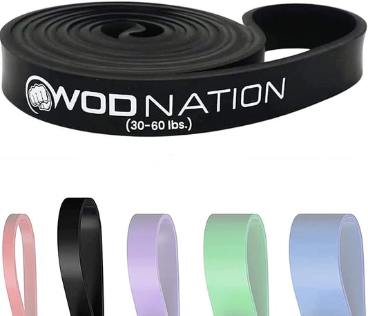 WOD Nation Pull Up Assistance Bands (10-175lbs Band) - Best for Pullup Assist, Chin Ups, Resistance Bands Exercise, Stretch, Mobility Work & Serious Fitness - 41 inch Straps-FlexoryFit