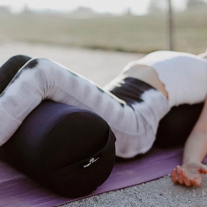 Hugger Mugger Round Yoga Bolster - Firm Round Shape, Higher Profile, Great Under Knees, Soft Support, Handmade in The USA-FlexoryFit