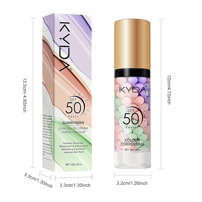 KYDA 2PCS Color Correcting Primer,SPF Makeup 50 PA+++,Color Correcting Serum, Moisturizing Makeup Primer, One Step Brightening Primer to Even Skin Tone, Oil Control Skin Corrector,Purple Pink Green-FlexoryFit