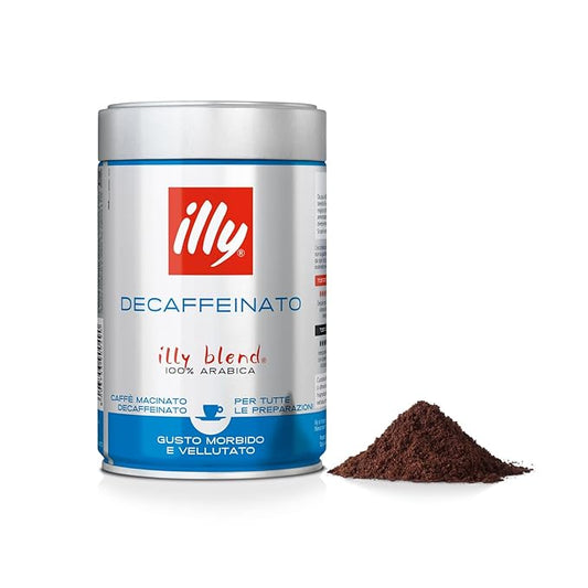 illy Ground Coffee Espresso - 100% Arabica Beans – Classico Decaf Roast - Notes of Caramel, Toasted Bread & Chocolate - Rich Aromatic Profile - No Preservatives – 8.8 Ounce-FlexoryFit