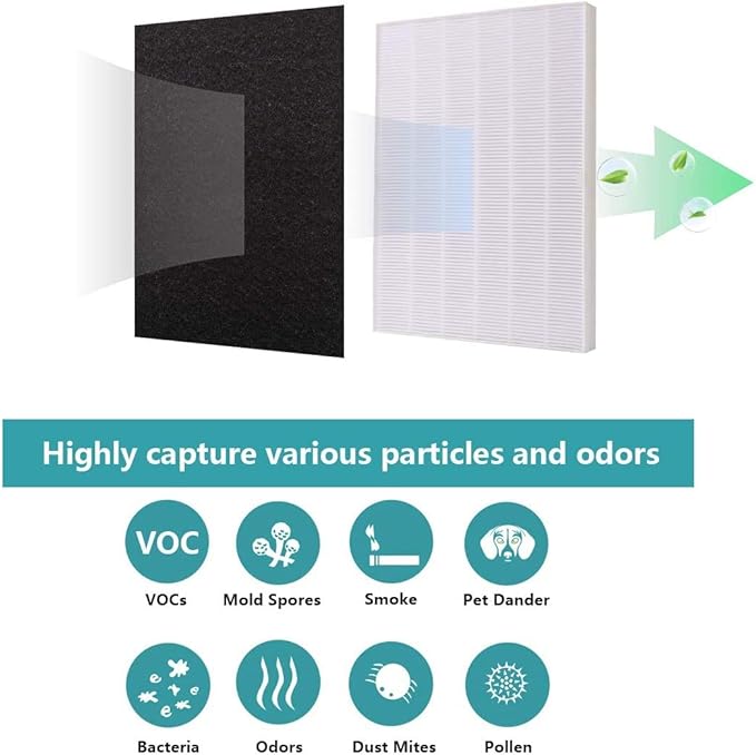 115115 Size 21 Filter A Compatible with Winix PlasmaWave Air Purifier C535, 5300, 5300-2, 6300, 6300-2, AM90, P300, True HEPA Filter with 4 Activated Carbon Filters