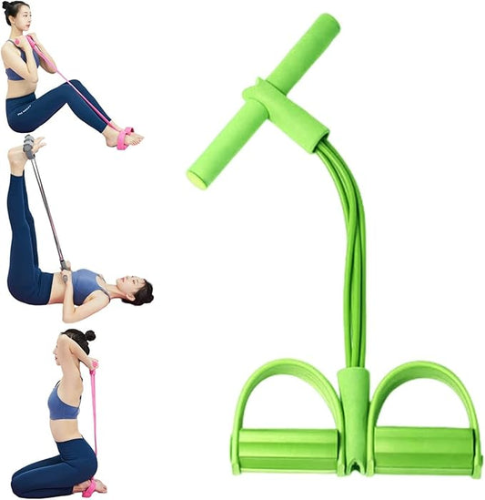 21 Fitness Resistance Bands - 4 Tube Pedal Ankle Puller, Yoga Handle Bands Exerciser Multifunction Trainer Tension Rope for Body, Abdomen, Waist, Arm, Tummy Exercise Stretching Training ( Color : Gree-FlexoryFit