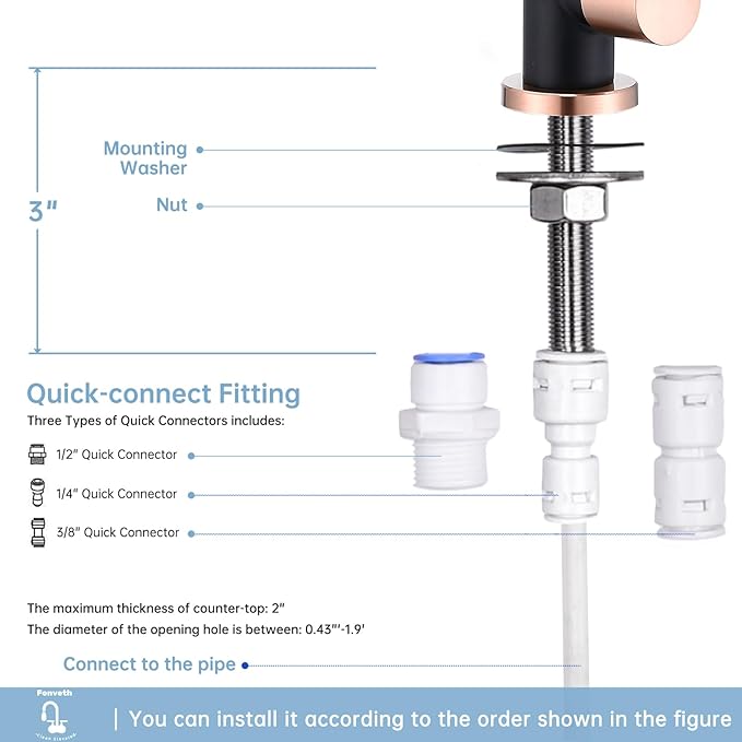 Drinking Water Faucet, Black and Red Copper RO Faucet Stainless Steel for Under Sink Water Filter System Reverse Osmosis Non-Air Gap for Kitchen