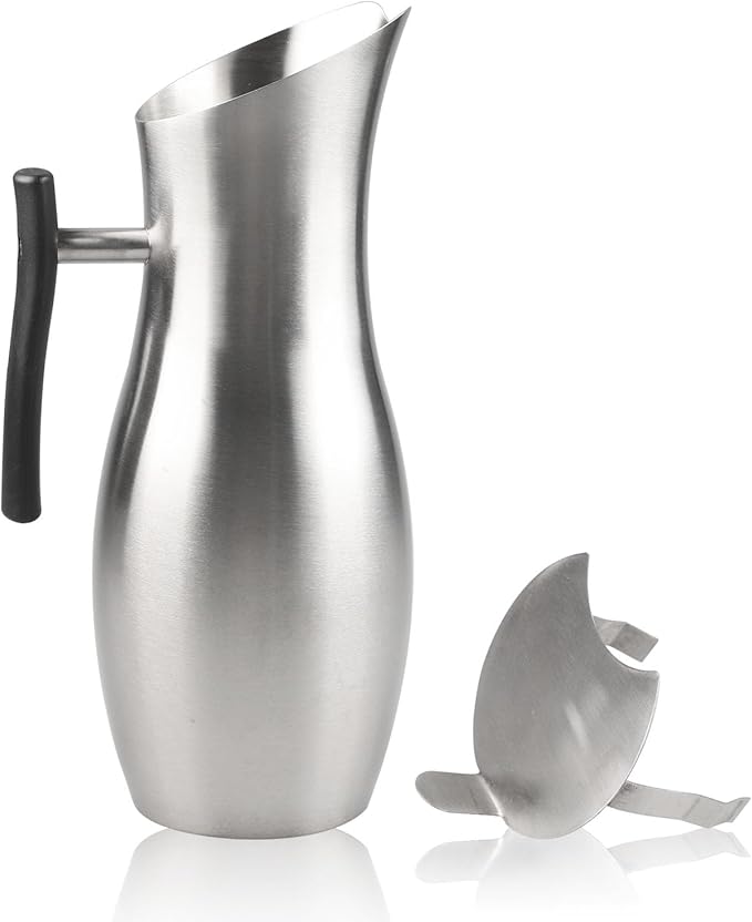 70oz Alkaline Water Pitcher Carafe Stainless Steel Drinking Jug with Ice Guard and Handle Polished Metal Pitcher Jar for Cold Drinking by GWENBHMTOOL
