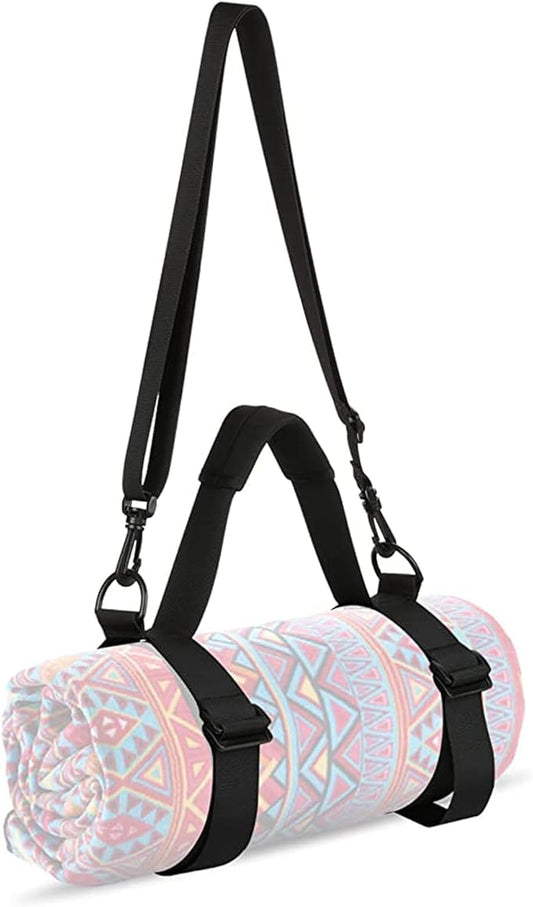 WISDING Yoga Mat Strap, Portable Yoga Mat Sling, Picnic Blanket Strap with Adjustable Shoulder Strap & Handle for Festivals Picnics Camping Motorcycle Bedroll Pilates-FlexoryFit