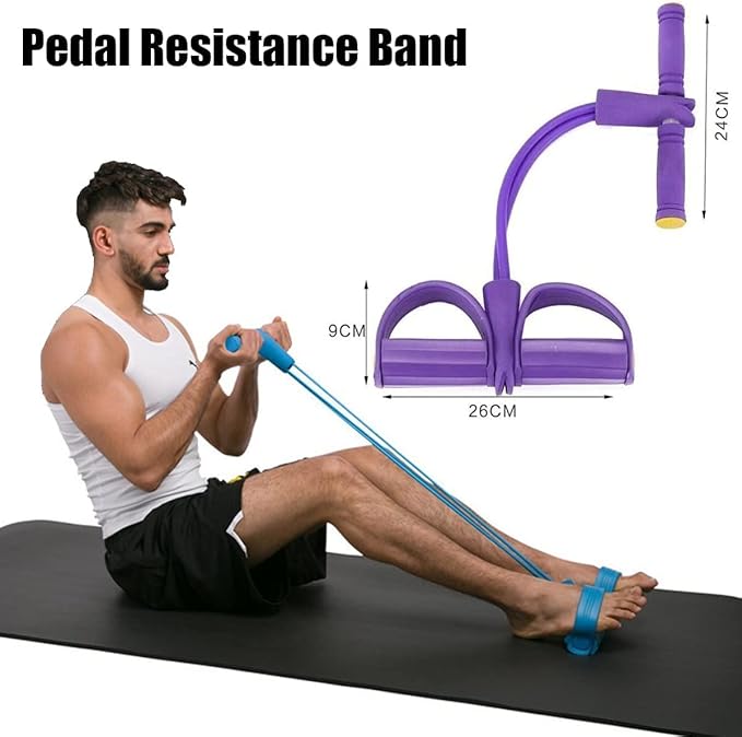 21 Fitness Resistance Bands - 4 Tube Pedal Ankle Puller, Yoga Handle Bands Exerciser Multifunction Trainer Tension Rope for Body, Abdomen, Waist, Arm, Tummy Exercise Stretching Training ( Color : Gray-FlexoryFit
