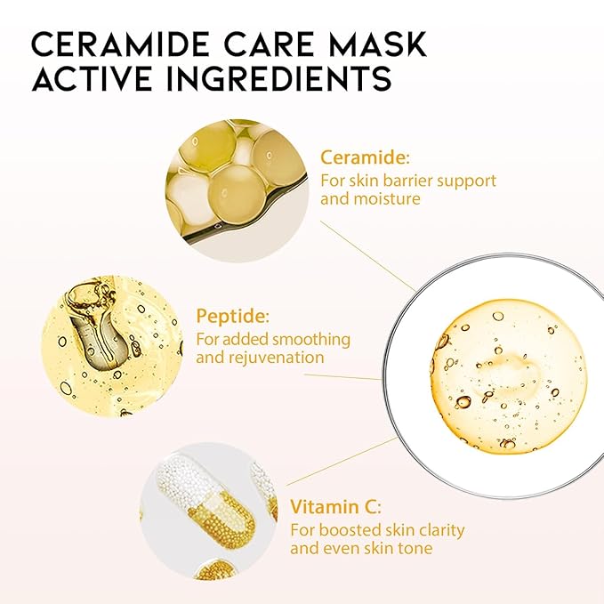 #OOTD Face Mask Korean Skincare for Dry Sensitive Skin | Hydrating, Revitalizing, Calming, Collagen, Ceramide, Cica, Vitamin C Serum Sheet Masks (12EA)-FlexoryFit
