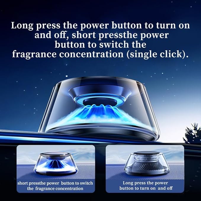 Smart Car Air Freshener 5 Ambient Light & Mist Car Fragrance, Auto On/Off, Adjustable Concentration Diffuser with Two fragrance, Lasts for 6 months, Pine and Rose