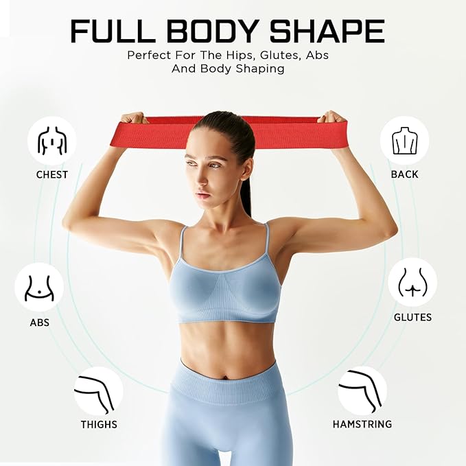 12 Pcs Fabric Resistance Bands for Working Out Booty Workout Stretch Exercise Bands Non Slip for Legs Squat Resistance Loop for Women Men Starter Butt Hip Thigh Fitness-FlexoryFit