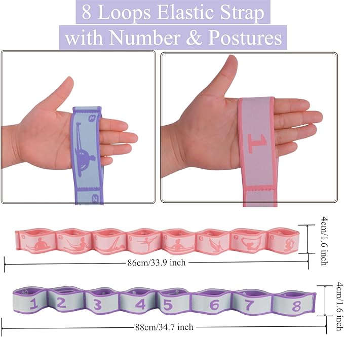 Elastic Yoga Stretching Strap with Loops, CEILIWEN Stretch Straps For Physical Therapy, Pilates Stretch Band, Elastic Exercise Bands, Leg Stretching Strap, Stretch Resistance Bands For Exercise-FlexoryFit