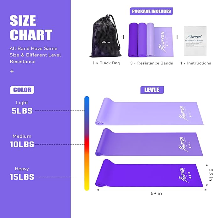 Resistance Bands, Exercise Bands, Physical Therapy Bands for Strength Training, Yoga, Pilates, Stretch Elastic Band with Different Strengths, Workout Bands for Home Gym-FlexoryFit