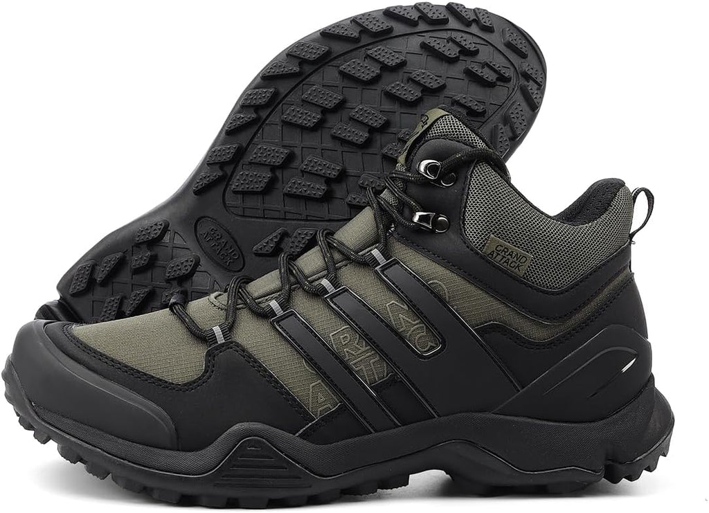 Men's Mid Waterproof Hiking Boots Lightweight Approach Trekking Comfortable Backpacking Non Slip Work Shoes Outdoor Camping Travel Cross Trainer Sneakers