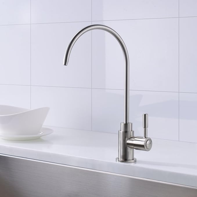 Drinking Water Faucet, Reverse Osmosis Faucet Filtered RO Brass Body for Kitchen Sink Brushed Nickel Single Handle Kitchen Bar Sink