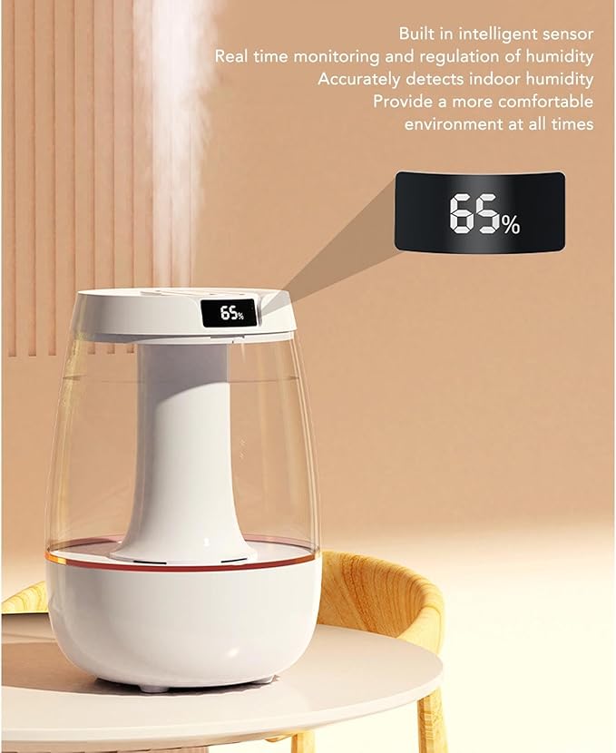 Portable Mini Humidifier, Air Humidifier White Double Spray Quiet USB 3L Large Capacity Mist Humidifier for Home, Living Room, Bedroom, Office & Car