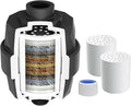 Hibbent Shower Filter for Hard Water, High Output Shower Head Filter to Remove Chlorine and Fluoride, 20 Stage Showerhead Filter, Shower Water Filter with 2 Replaceable Filter Cartridges, Matte Black