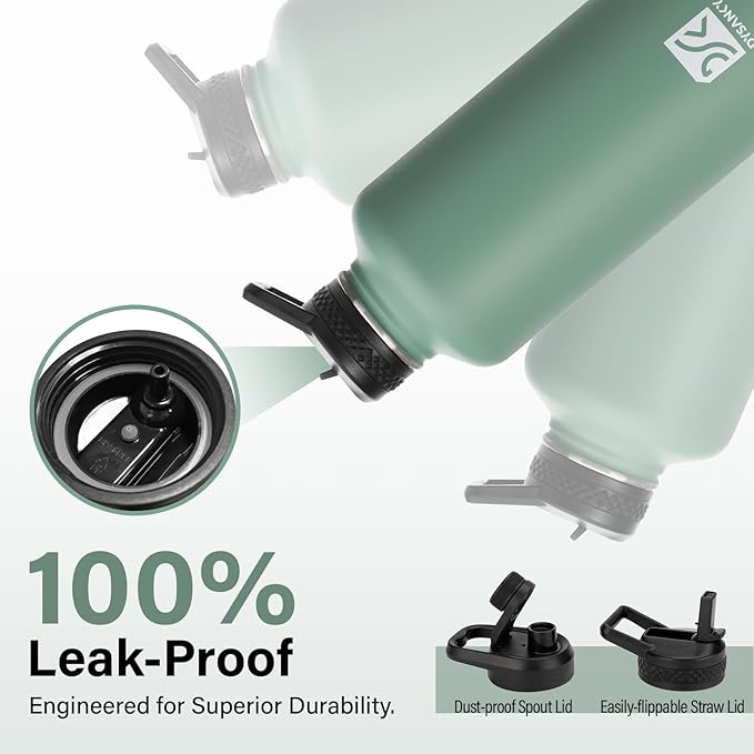 Insulated Water Bottle | Thickened Stainless Steel for Gym and Hiking with Straw, Carrier Bag, Handle Strap | BPA-Free 87 oz-FlexoryFit