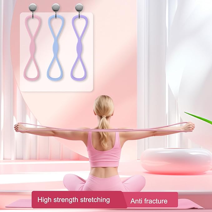 Resistance Bands, Figure 8 Exercise Bands for Women Men, Arm Back Elastic Rope for Glutes,Back,Fullbody Yoga Pulling Rope, Gift for Sports Lover/Beginner (25 lbs)-FlexoryFit