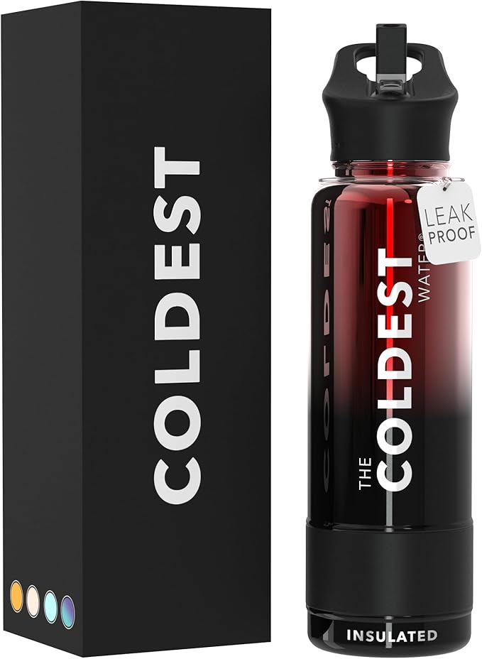 Coldest Insulated Water Bottle with Straw Lid - Stainless Steel Metal Insulated Bottle for Men & Women (Red Nova, 40 oz)