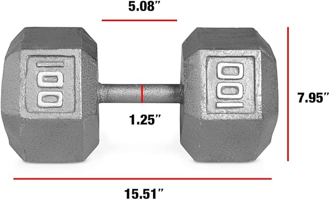 WF Athletic Supply Cast Iron Solid Hexagon Gray/Black Dumbbells, Strength Training Free Weights Set of 2 for Women and Men, Hand Weights Sold by Pairs, Multi-Select Size Options Available-FlexoryFit