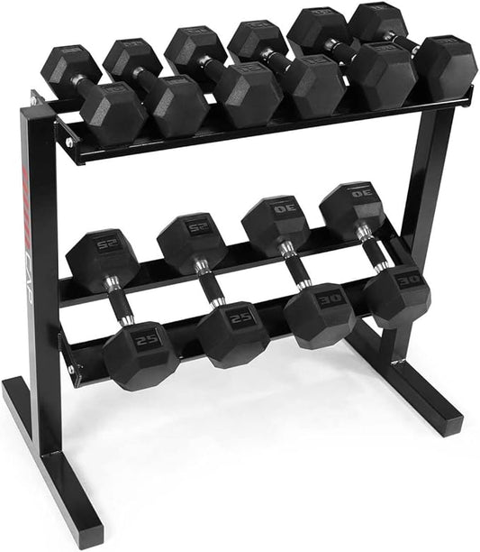 WF Athletic Supply Rubber Encased Hex Dumbbells with Rubber Grip Contoured Handle for Muscle Toning, Strength Building & Full Body Workout-FlexoryFit