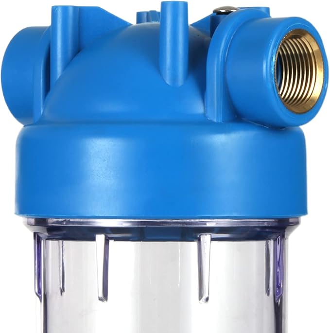 Geekpure 10-Inch Whole House Clear Water Filter Housing - 3/4" NPT Brass Port-Fit for 2.5" x 10" Filters (1)