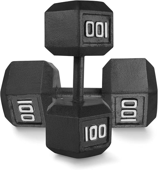 WF Athletic Supply Cast Iron Solid Hexagon Gray/Black Dumbbells, Strength Training Free Weights Set of 2 for Women and Men, Hand Weights Sold by Pairs, Multi-Select Size Options Available-FlexoryFit