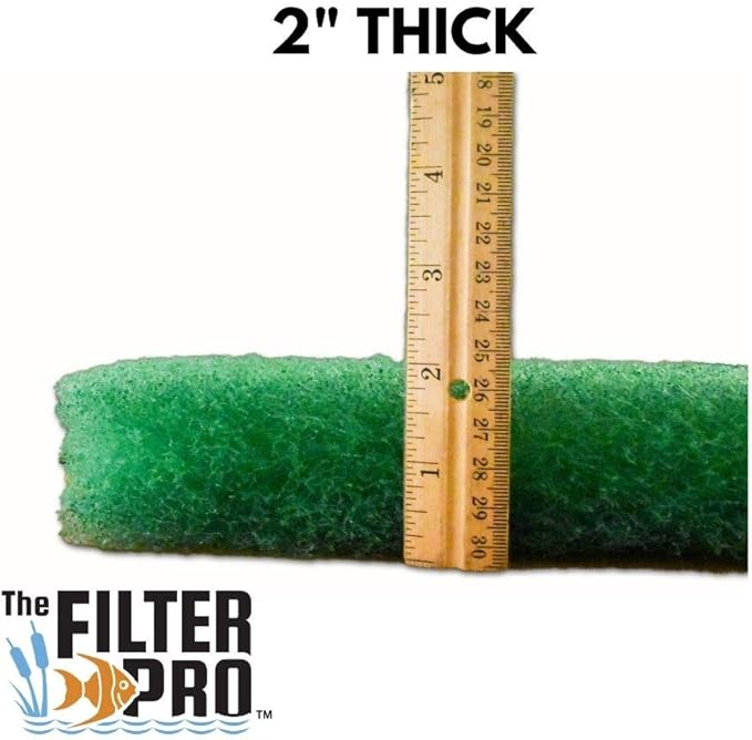 Green Coarse Filter Media, 2" Thick, 24" x 24" Pads, 2 Pack, Perfect for Aquariums, Ponds or Water Gardens, Made in USA