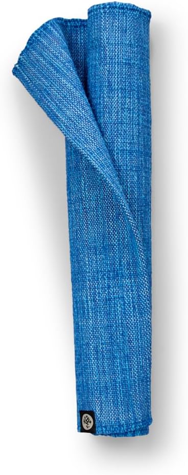 Manduka Shala Yoga Rug 71" - Outdoor Yoga & Meditation | Foldable & Machine Washable | Natural Cotton | Handmade | 71 x 26 inches | Flaneur Blue-FlexoryFit