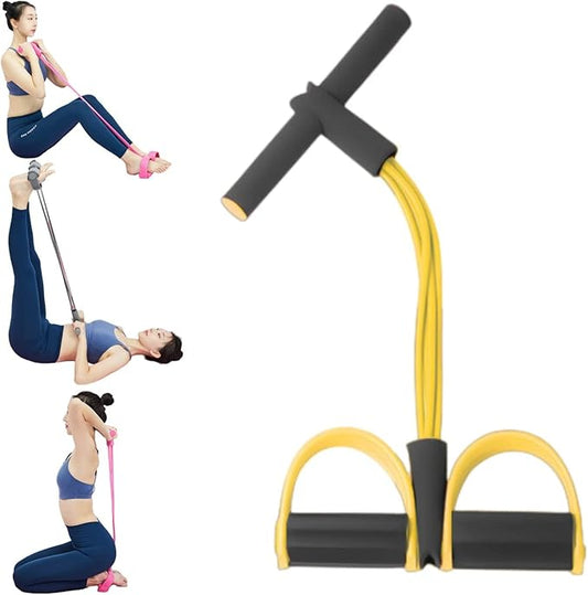 21 Fitness Resistance Bands - 4 Tube Pedal Ankle Puller, Yoga Handle Bands Exerciser Multifunction Trainer Tension Rope for Body, Abdomen, Waist, Arm, Tummy Exercise Stretching Training ( Color : Yell-FlexoryFit