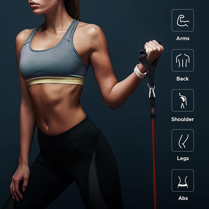 Resistance Bands, Simmgud Exercise Bands Set with Handles, Work Out Bands with Door Anchor, Ankle Straps for Strength Training, Physical Therapy, Home Gym for Men and Women, Yoga, Pilates 150 LBS-FlexoryFit