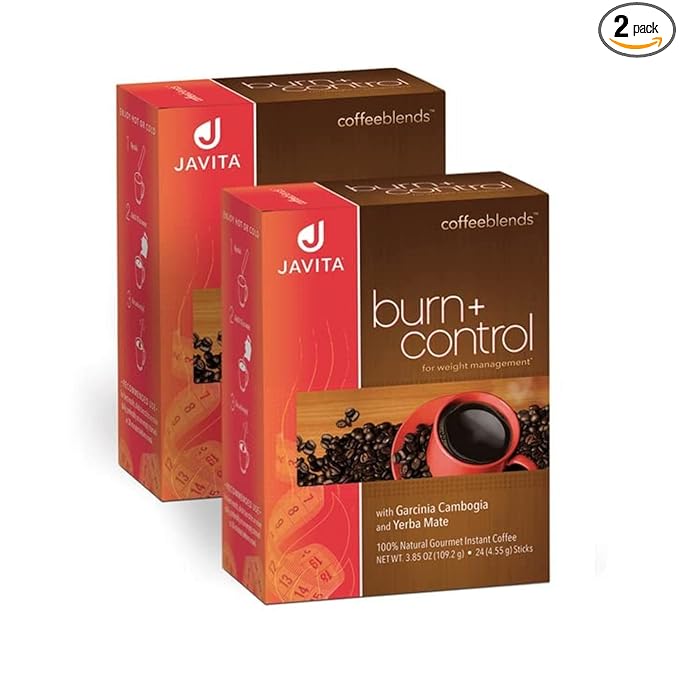 Javita Burn + Control Instant Coffee, Weight Management Herbs: Garcinia Cambogia & Yerba Mate, Slimming Coffee with Help of Exercise, Keto, Dieters Drink, 2 box / 24 (4.55g Sticks), 48 Count-FlexoryFit