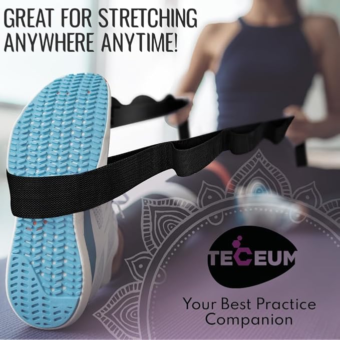 TECEUM Stretching Strap for Yoga & Physical Therapy – 10 Loops – Non-Elastic Leg Stretch Straps for Stretching, Exercising, Pilates, Post-Injury Rehabilitation for All Levels – Men & Women-FlexoryFit
