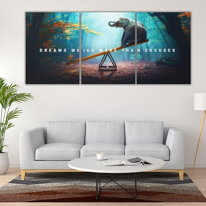 Yetaryy Motivational Poster Inspirational Wall Art 3 Pieces Canvas Painting Lion Artwork for Living Room Office Modern Home Decor Prints Pictures Wall Decor Framed Ready to Hang [60''Wx 28''H]-FlexoryFit