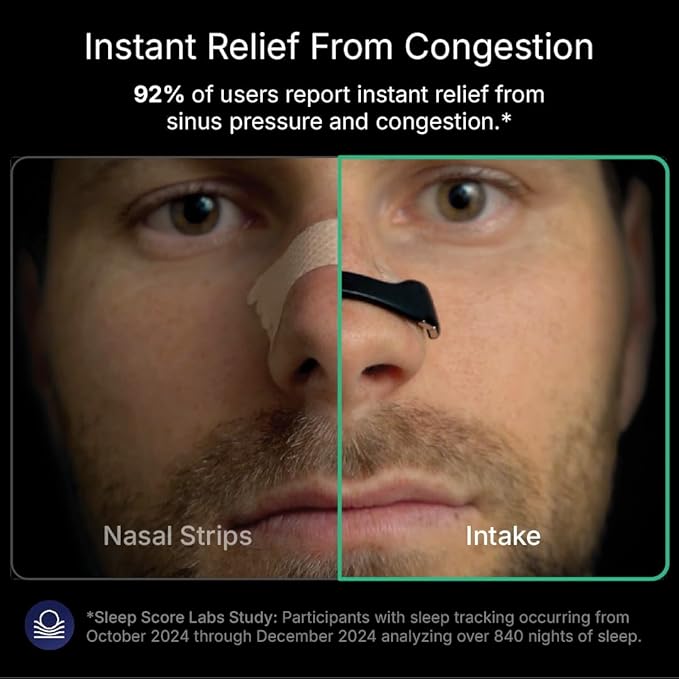Intake Breathing Nasal Strip Starter Kit (15 Count, Black) - Boost Oxygen Intake, Reduce Snoring, Improve Sleep Quality - Sweat Resistant, Skin Safe Nasal Strips - Extra Strength Snoring Solution-FlexoryFit