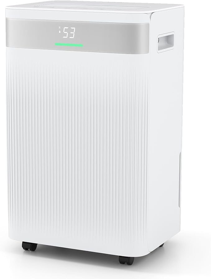 COSTWAY 54 Pints Dehumidifier for Basement, 4500 Sq.Ft Dehumidifier with 3 Modes, LED Display, 3-Color Indicator Light, 24H Timer, Child Lock, Drain Hose & Auto Defrost for Bathroom Bedroom