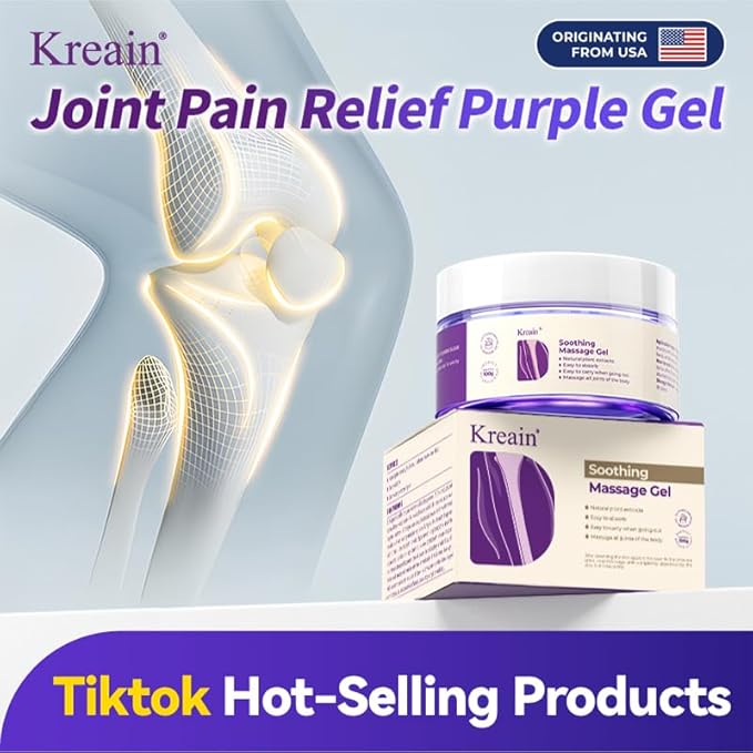 Kreain Nature Soothing Massage Pain Relief Gel, Joint Purple Gel Cooling Soothes Cream for Knees, Hand Arthritis, Lumbar, Neck and Shoulders(3.5 Ounce, 1 Pack)-FlexoryFit