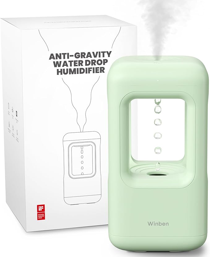 Green Mini Humidifiers for Bedroom & Plants - Small Desktop Humidifier, Portable Cool Mist for Nightstand, Desk, Indoor Plants - Quiet Personal Humidifier (0.6L, Auto Shut-Off)