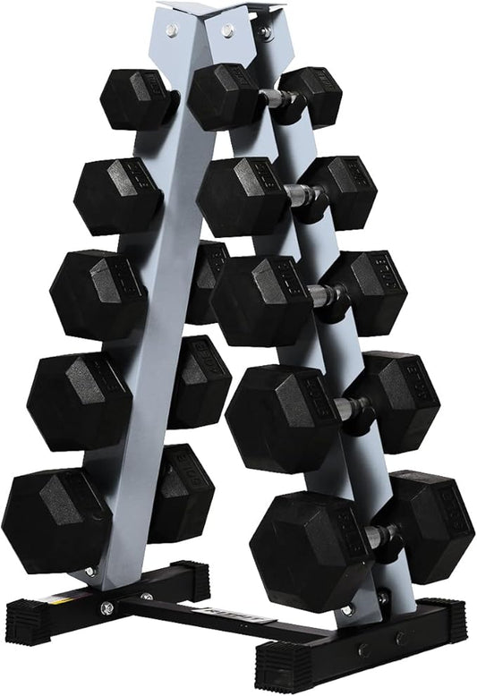 RitFit 250LB/300LB Rubber Hex Dumbbell Sets with Weights Rack, Multiple Color Choices Available, Great Gym Equipment for Home, Strength Training, Workouts-FlexoryFit