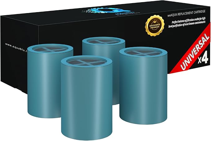 WeAQUA Heavy Duty NO BS Shower Filter Replacement Cartridge – 99% Removal of Hard Water, Chlorine, Heavy Metals & Fluoride – Universal Fit – High Output (4-Pack)