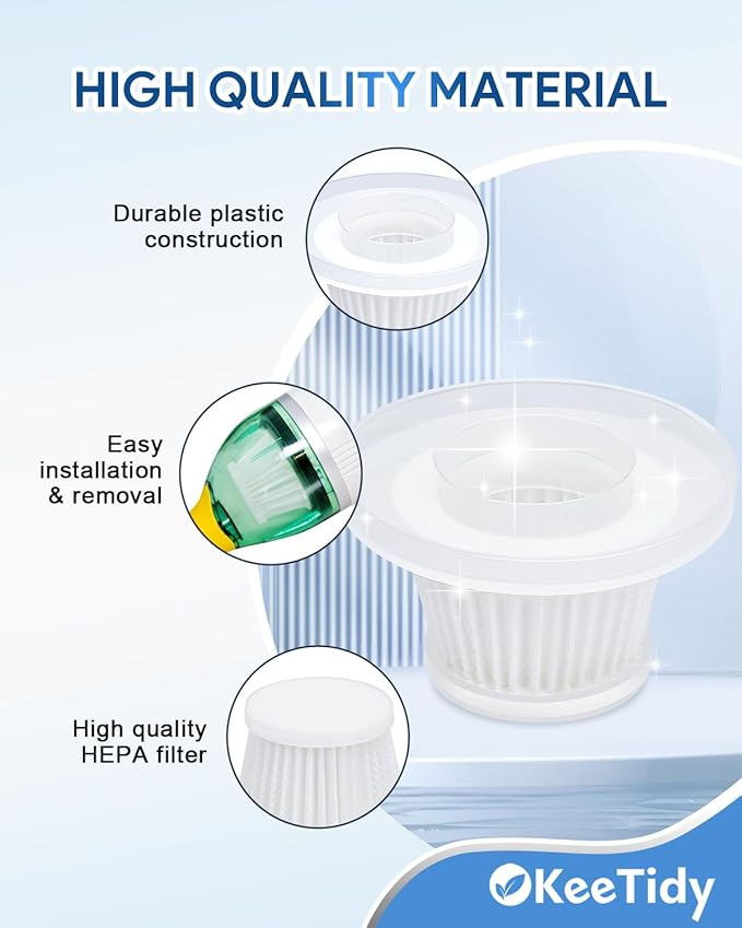 Replacement Filter Compatible with Horsepower Duck Compact Cordless Vacuum Cleaner AS Seen On TV, Vacuum Cleaner Filter Replacement Parts, 4+1 Pack