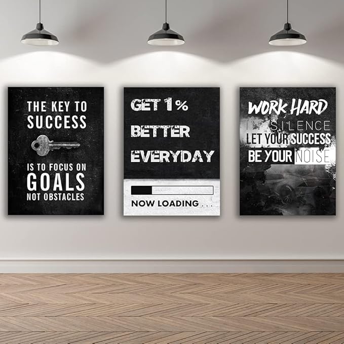 Yetaryy Motivational Poster Inspirational Wall Art 3 Pieces Canvas Painting Lion Artwork for Living Room Office Modern Home Decor Prints Pictures Wall Decor Framed Ready to Hang [48''Wx 24''H]-FlexoryFit