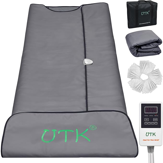 UTK Infrared Sauna Blanket, Portable Sauna for Home SPA, Fast Sweat & None Smell Infrared Sauna to Relax & Detox Your Body and Mind, (71"*71") Full-Size Home Sauna with 50 Plastic Wraps