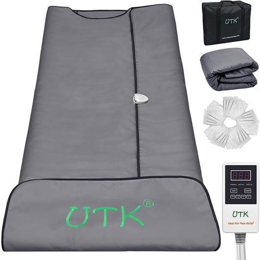 UTK Infrared Sauna Blanket, Portable Sauna for Home SPA, Fast Sweat & None Smell Infrared Sauna to Relax & Detox Your Body and Mind, (71"*71") Full-Size Home Sauna with 50 Plastic Wraps
