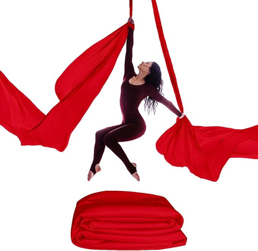 15/25 Yards Aerial Silk Professional Indoor Aerial Yoga Hammock Fabric Outdoor Fitness Silk for Dance, Circus Training, Home Gym-FlexoryFit