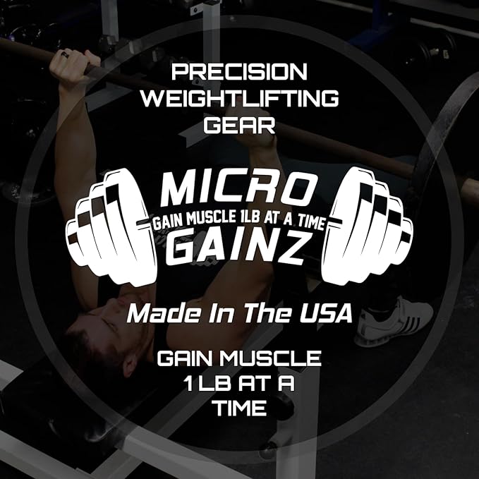 Micro Gainz Calibrated Fractional Weight Plates Set, 8 Piece Olympic Weight Plates Set with Bag, Designed for Olympic Barbells for Strength Training and Micro Loading, Made in USA